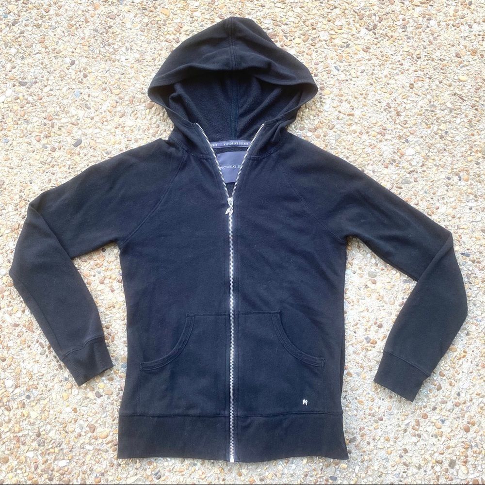 VS Black Full Zip Hoodie Sweatshirt Angel Bling XS